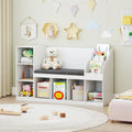 Kids Bookcase with Reading Nook 3-in-1 Standing Toy Organizer-White - White - Kids Storage
