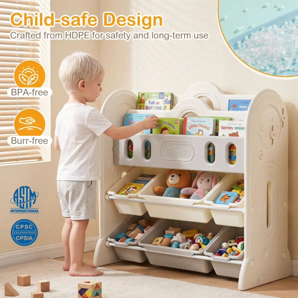 Kids Bookshelf and Toy Storage Organizer with 2 Front-Facing Racks - Kids Storage