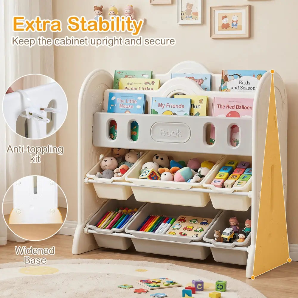 Kids Bookshelf and Toy Storage Organizer with 2 Front-Facing Racks - Kids Storage