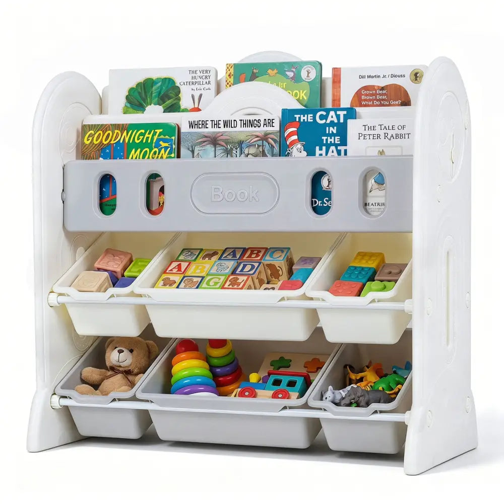 Kids Bookshelf and Toy Storage Organizer with 2 Front-Facing Racks - Kids Storage