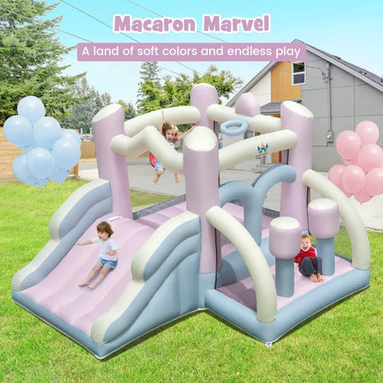 Kids Bounce House with Slide and 2 Boxing Columns for Party with 480W Blower - Multicolor - Bounce House