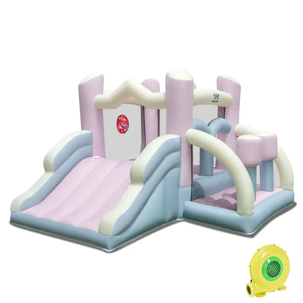 Kids Bounce House with Slide and 2 Boxing Columns for Party with 480W Blower - Multicolor - Bounce House