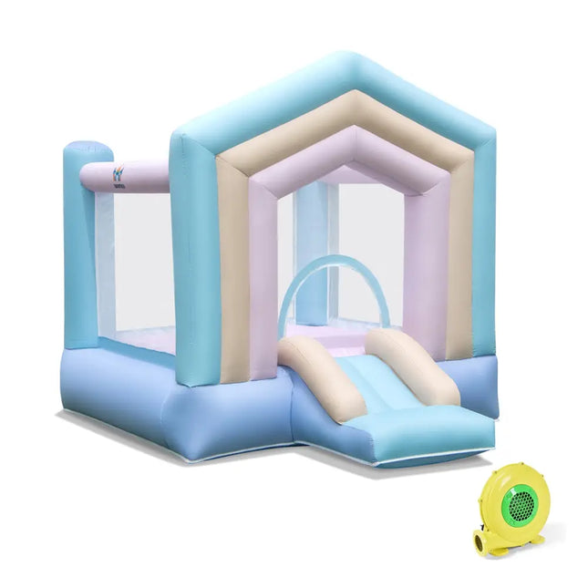 Kids Bounce House with Slide and Basketball Rim Bouncy Castle for Party with 480W Blower - Multicolor - Bounce House