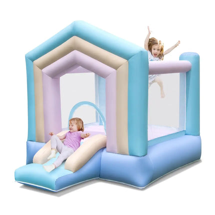 Kids Bounce House with Slide and Basketball Rim Bouncy Castle for Party without Blower - Multicolor - Bounce House