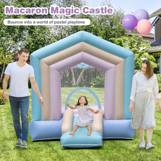 Kids Bounce House with Slide and Basketball Rim Bouncy Castle for Party without Blower - Multicolor - Bounce House