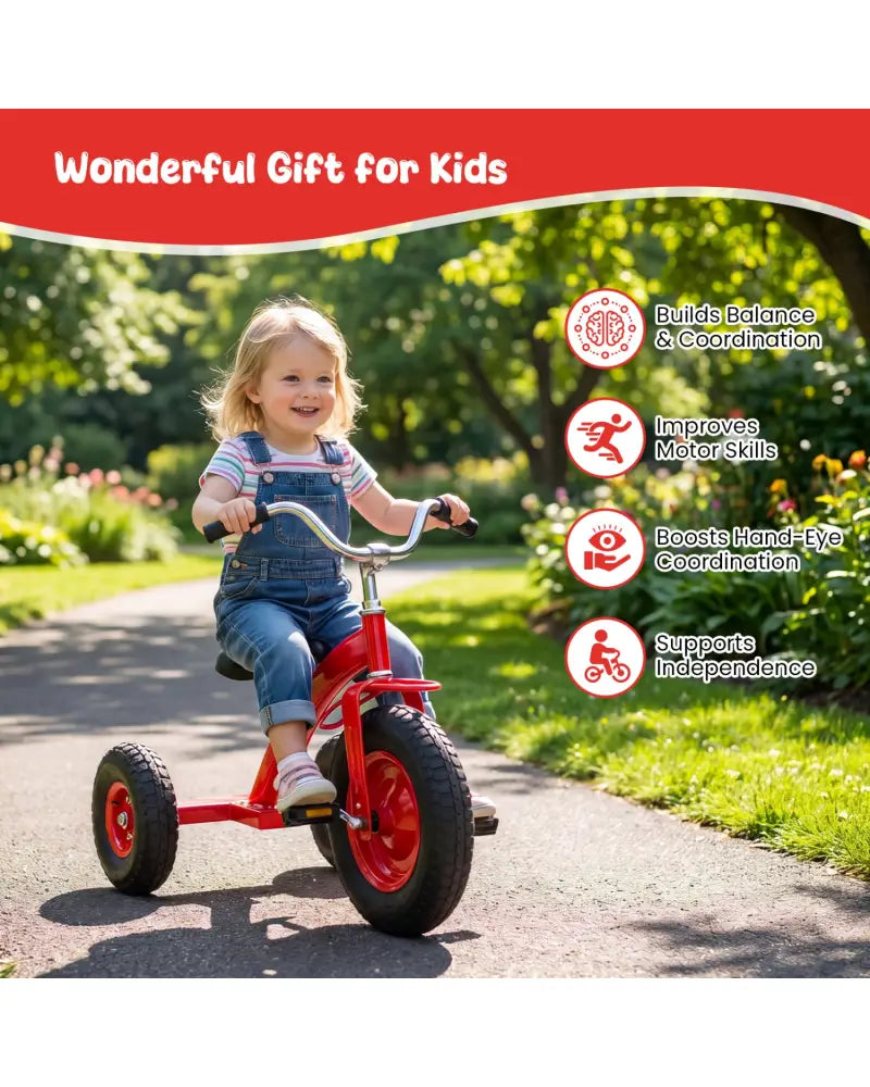 Kids Carbon Steel Bike with 15 Inch Inflatable Rubber Tires-Red - Red - Kids Bike