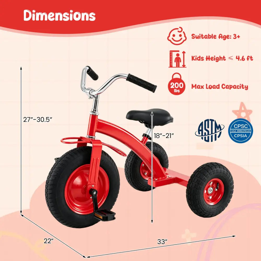 Kids Carbon Steel Bike with 15 Inch Inflatable Rubber Tires-Red - Red - Kids Bike