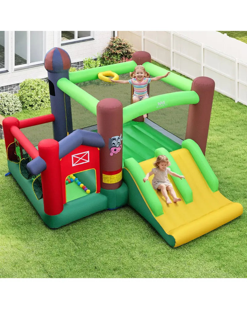 Kids Castle Slide Bouncer with 750W Blower and Dual Slides - Bounce House
