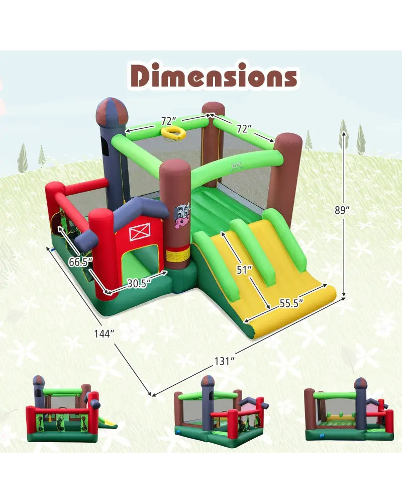 Kids Castle Slide Bouncer with 750W Blower and Dual Slides - Bounce House