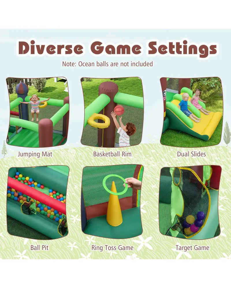 Kids Castle Slide Bouncer with 750W Blower and Dual Slides - Bounce House