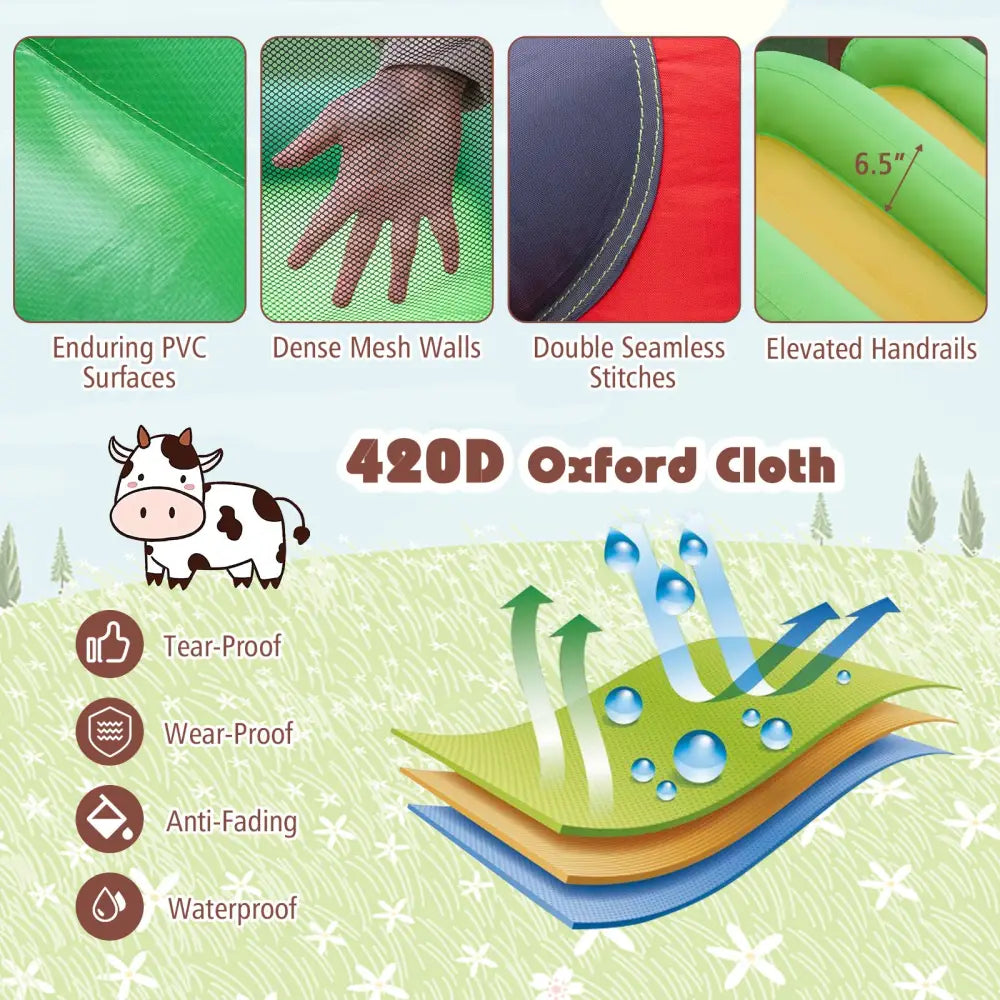 Kids Castle Slide Bouncer with 750W Blower and Dual Slides - Bounce House