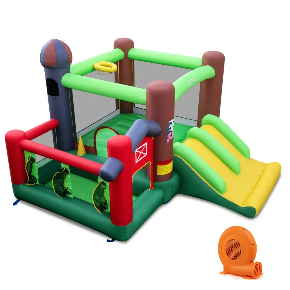 Kids Castle Slide Bouncer with 750W Blower and Dual Slides - Bounce House
