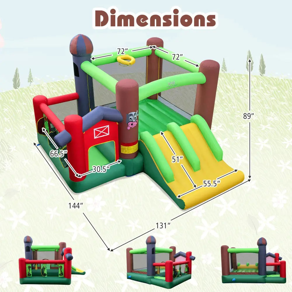 Kids Castle Slide Bouncer with 750W Blower and Dual Slides - Bounce House