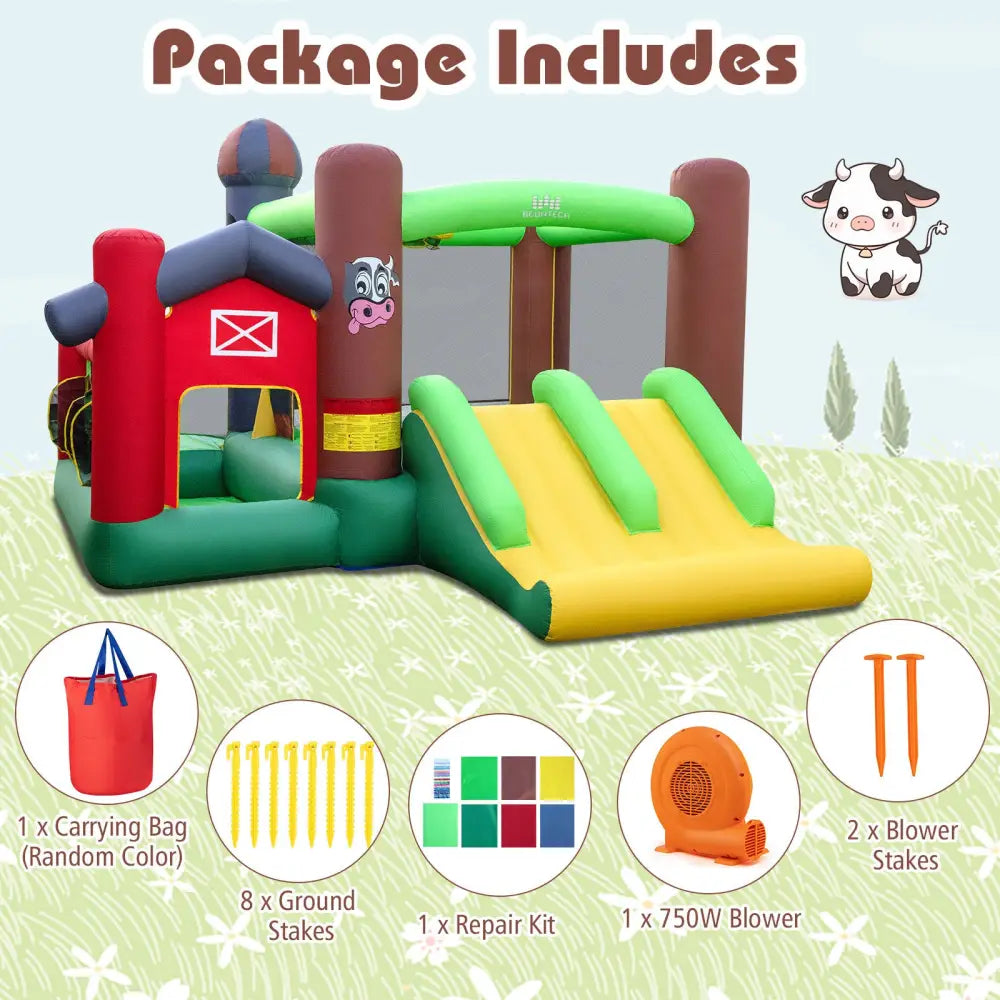 Kids Castle Slide Bouncer with 750W Blower and Dual Slides - Bounce House