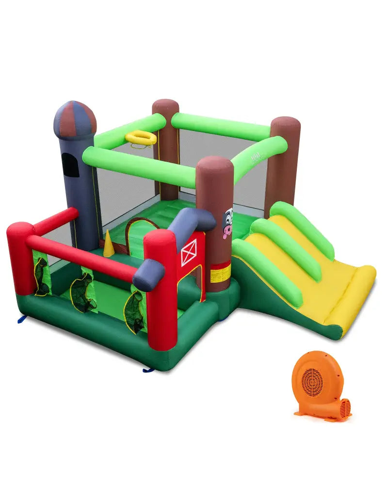 Kids Castle Slide Bouncer with 750W Blower and Dual Slides - Bounce House