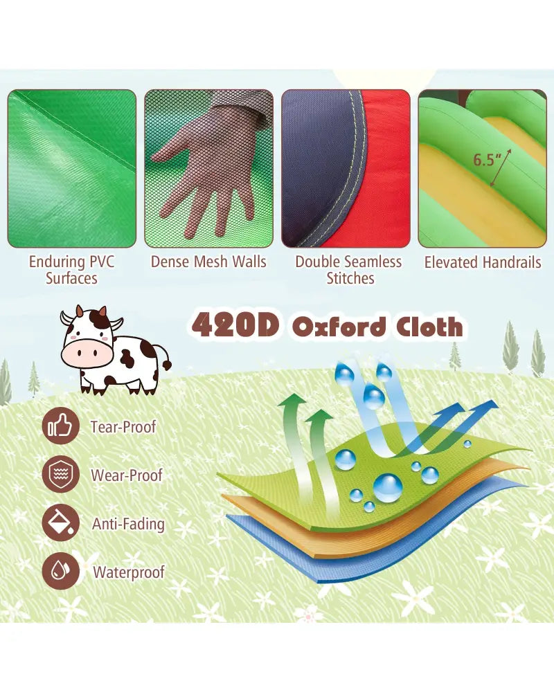 Kids Castle Slide Bouncer with 750W Blower and Dual Slides - Bounce House
