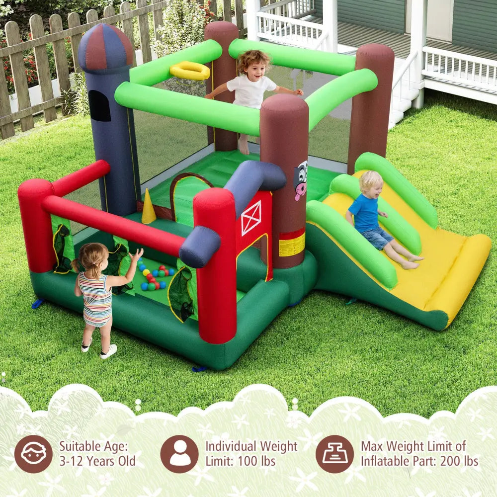 Kids Castle Slide Bouncer with 750W Blower and Dual Slides - Bounce House