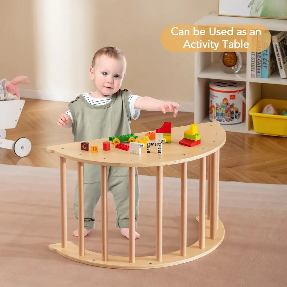 Kids Climbing Arch with Cushion Montessori Arch Climber/Rocker for Toddlers-Beige - Beige - Climbers & Slides