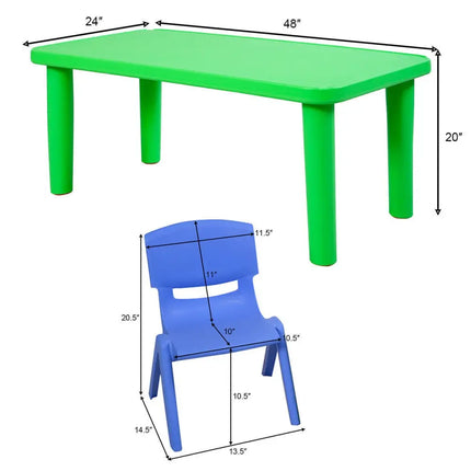Kids Colorful Plastic Table and 4 Chairs Set - Multicolor - Kids Table & Chair Sets