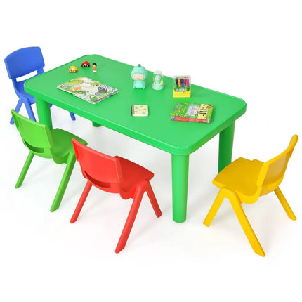 Kids Colorful Plastic Table and 4 Chairs Set - Multicolor - Kids Table & Chair Sets