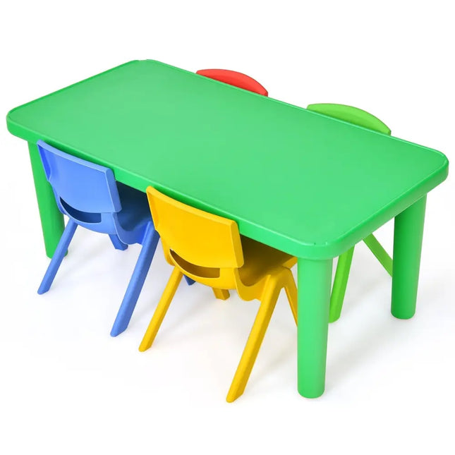 Kids Colorful Plastic Table and 4 Chairs Set - Oasis Home Essentials