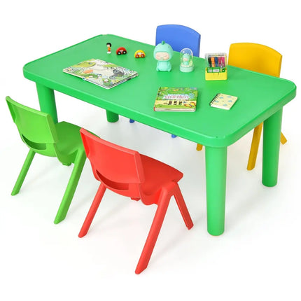 Kids Colorful Plastic Table and 4 Chairs Set - Multicolor - Kids Table & Chair Sets