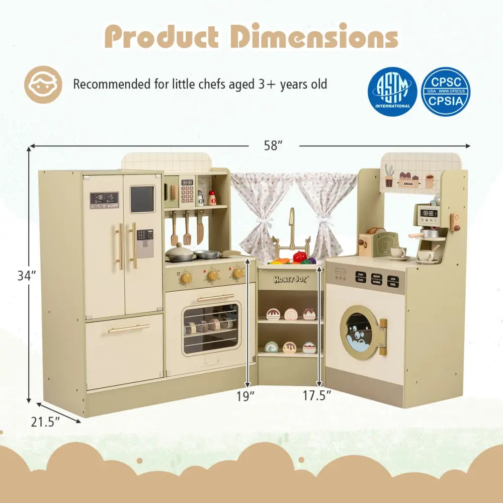Kids Corner Play Kitchen with Faucet and Dishwasher and Stoves-Green - Green - Play Kitchen Sets