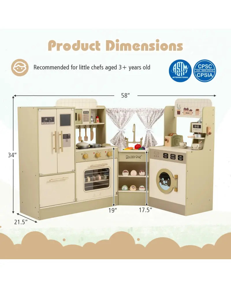 Kids Corner Play Kitchen with Faucet and Dishwasher and Stoves-Green - Green - Play Kitchen Sets