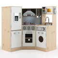 Kids Corner Wooden Kitchen Playset with Cookware Accessories - Multicolor - Play Kitchen Sets