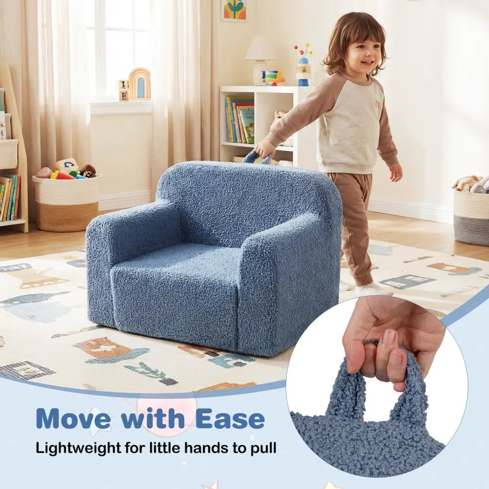 Kids Couch Portable Toddler Sofa with Anti-slip Base-Blue - Blue - Kids Chairs & Seating
