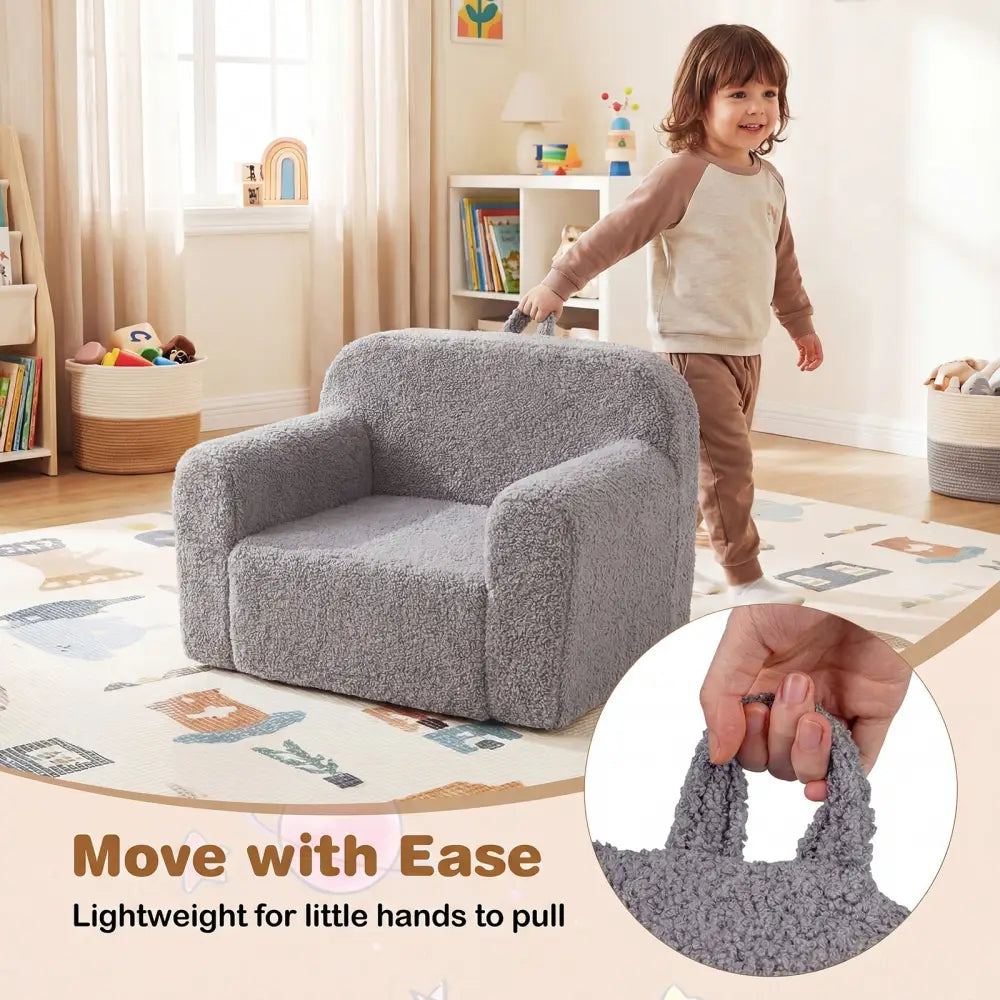 Kids Couch Portable Toddler Sofa with Anti-slip Base-Gray - Gray - Kids Chairs & Seating
