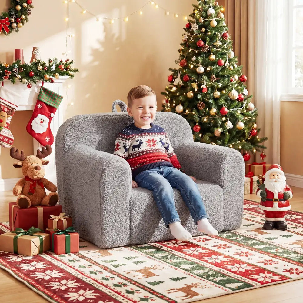 Kids Couch Portable Toddler Sofa with Anti-slip Base-Gray - Gray - Kids Chairs & Seating