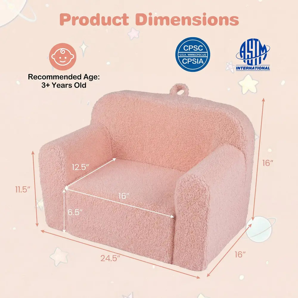Kids Couch Portable Toddler Sofa with Anti-slip Base-Pink - Pink - Kids Chairs & Seating