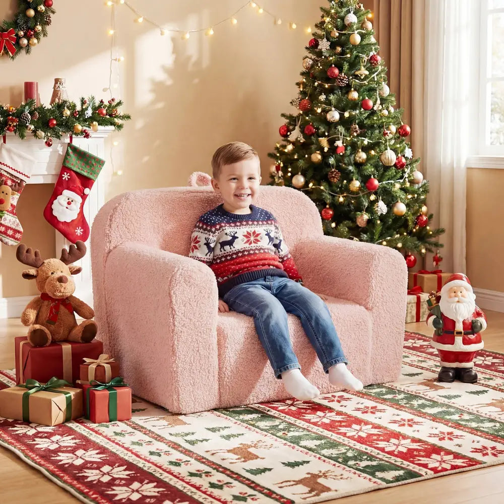 Kids Couch Portable Toddler Sofa with Anti-slip Base-Pink - Pink - Kids Chairs & Seating