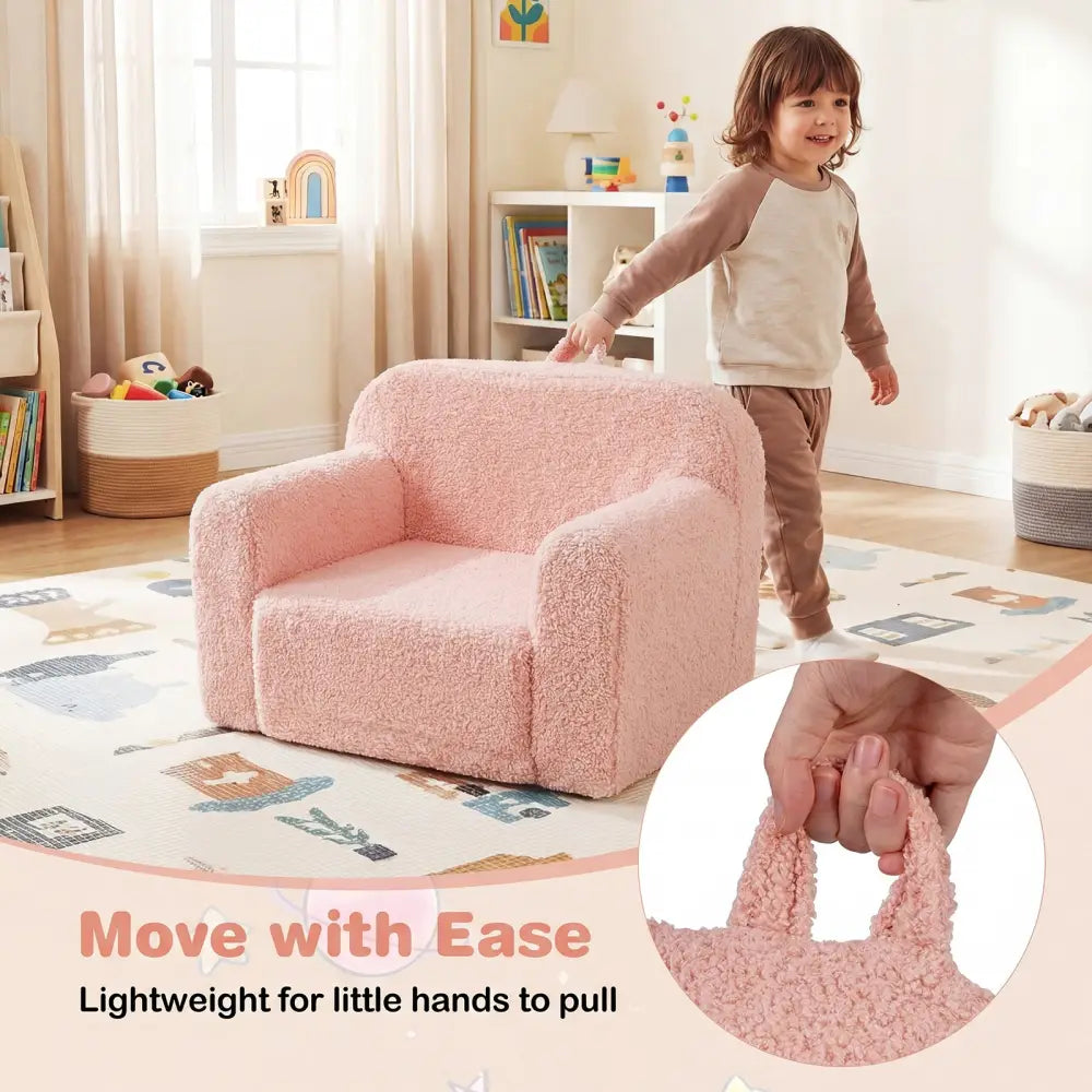 Kids Couch Portable Toddler Sofa with Anti-slip Base-Pink - Pink - Kids Chairs & Seating