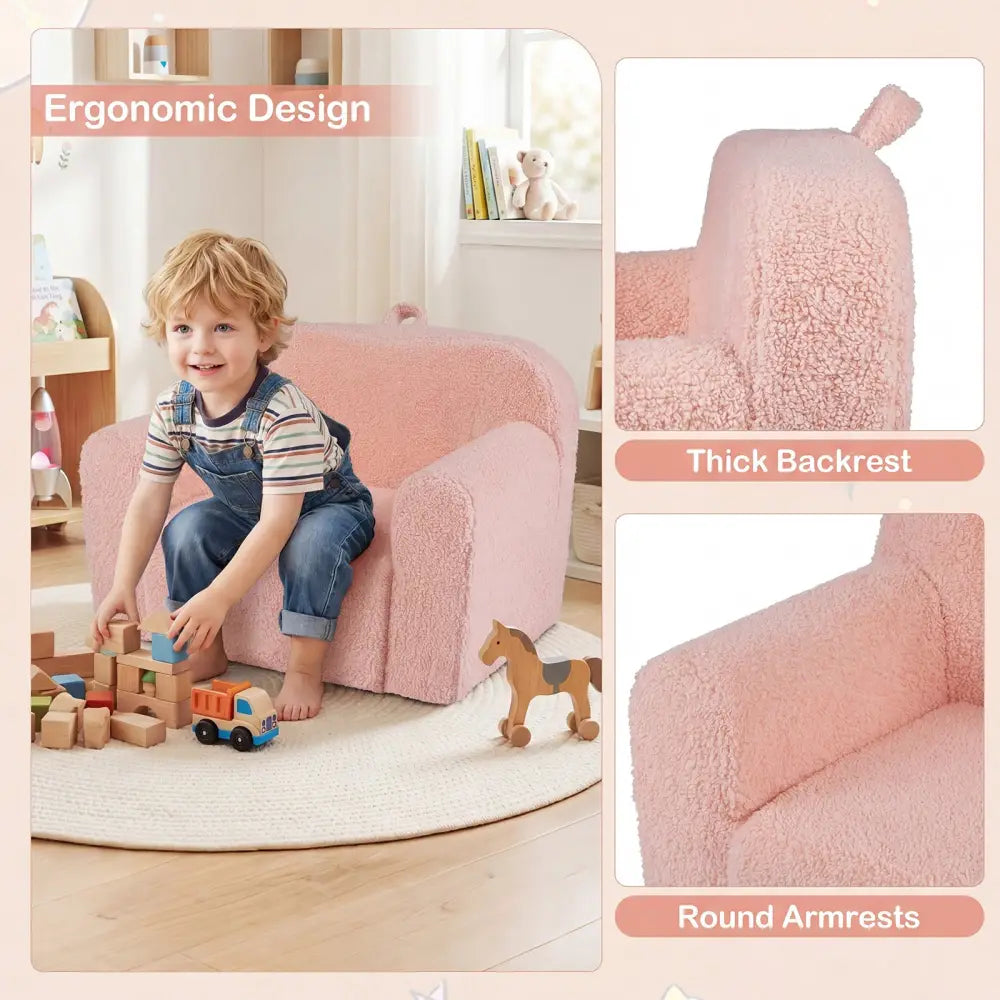 Kids Couch Portable Toddler Sofa with Anti-slip Base-Pink - Pink - Kids Chairs & Seating