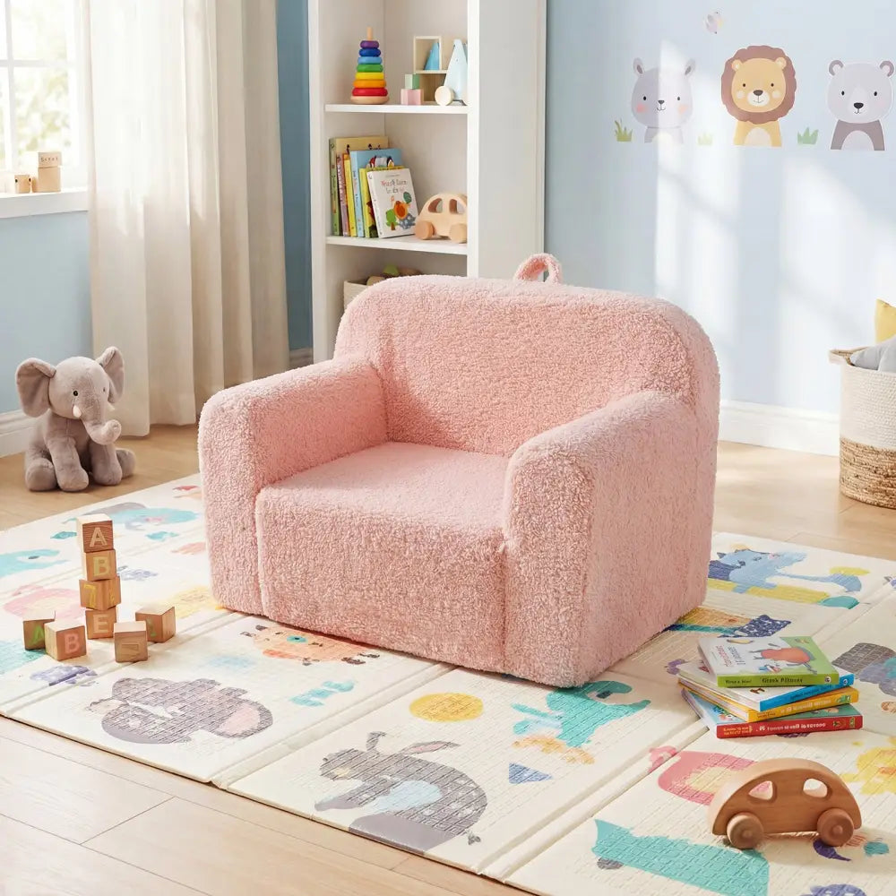 Kids Couch Portable Toddler Sofa with Anti-slip Base-Pink - Pink - Kids Chairs & Seating