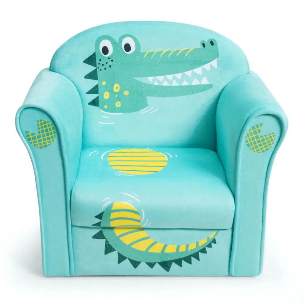 Kids Crocodile Armrest Upholstered Couch - Green - Kids Chairs & Seating
