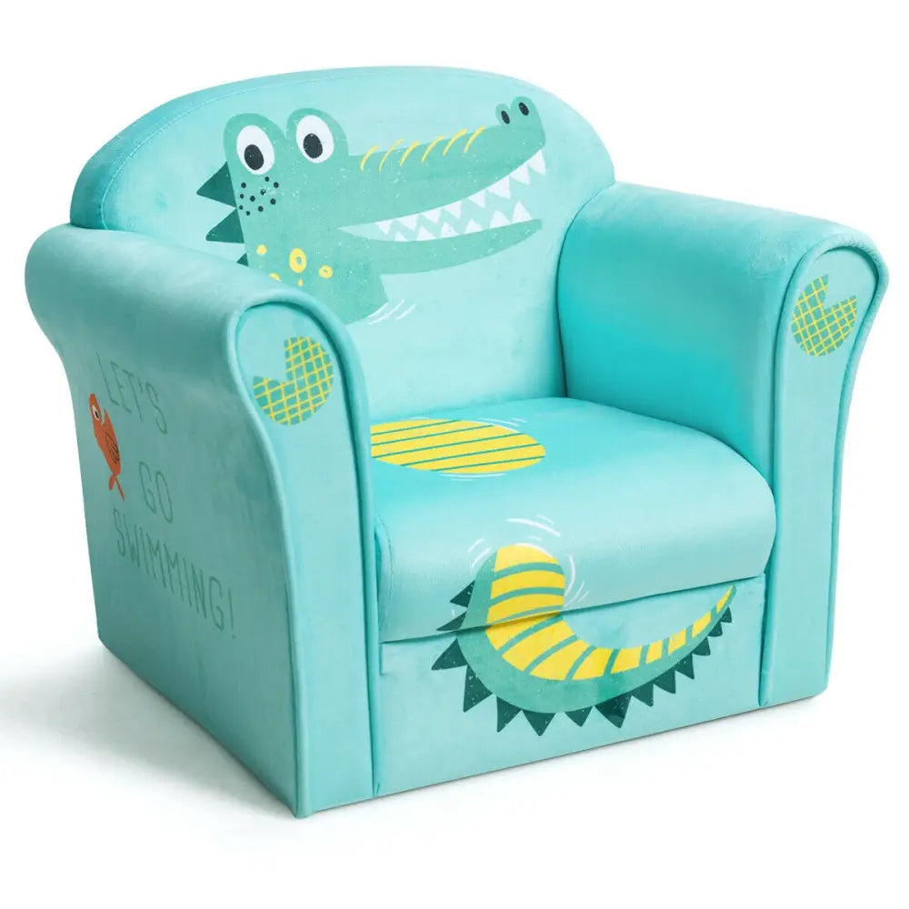 Kids Crocodile Armrest Upholstered Couch - Green - Kids Chairs & Seating