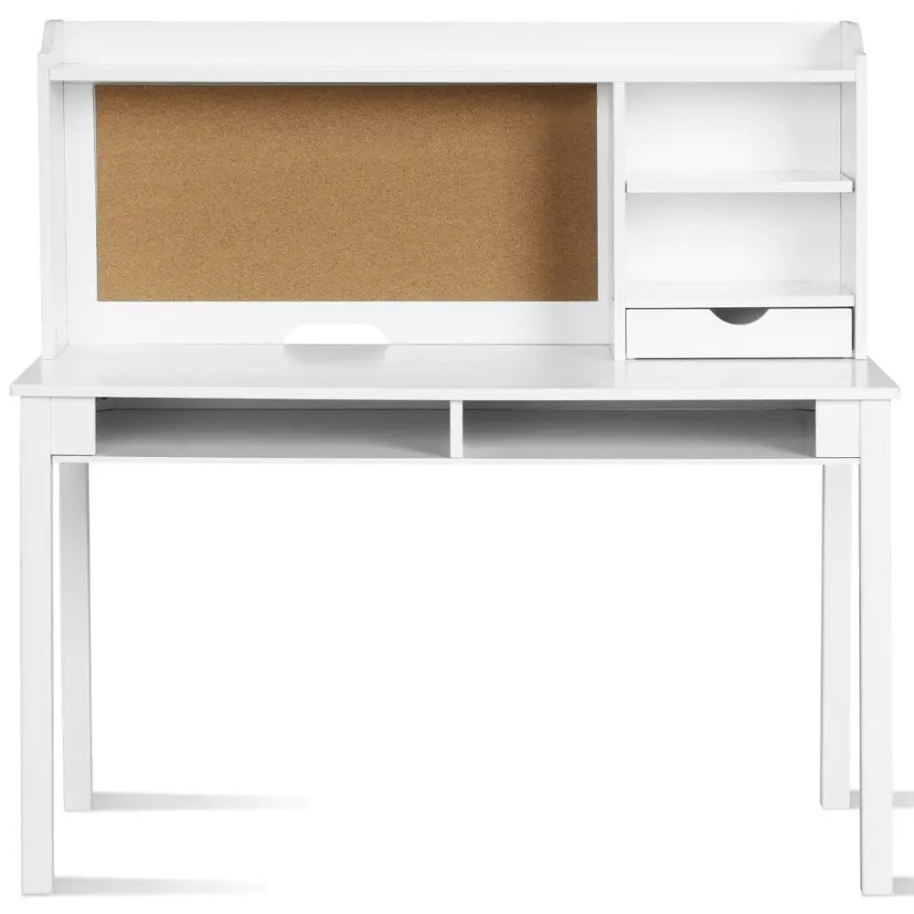 Kids Desk and Chair Set Study Writing Desk with Hutch and Bookshelves-White - White - Kids Table & Chair Sets