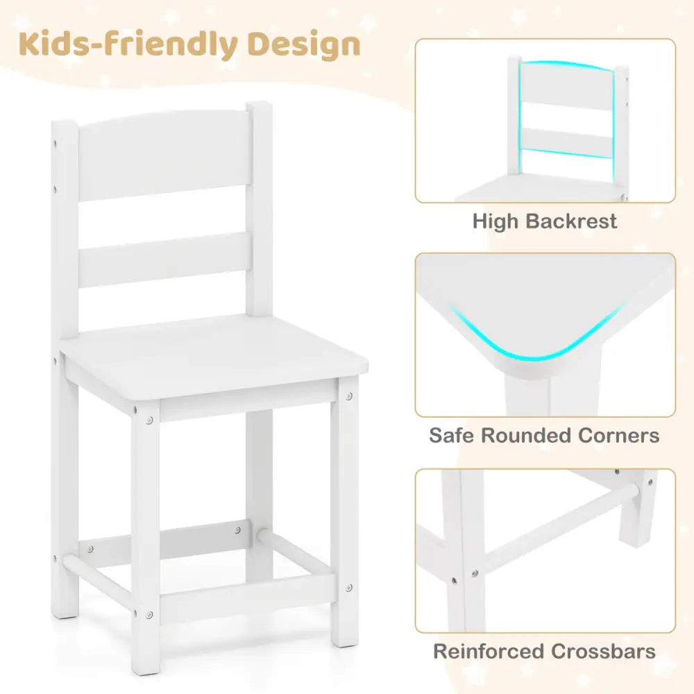 Kids Desk and Chair Set with Hutch Bulletin Board and Drawers-White - White - Kids Table & Chair Sets