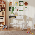 Kids Desk and Chair Set with Storage Drawer and Hutch-White - White - Kids Table & Chair Sets