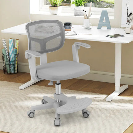 Kids Desk Chair Children Study Chair with Adjustable Height Armrest and Footrest-Grey - Gray - Kids Chairs & Seating