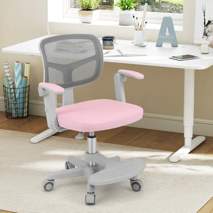 Kids Desk Chair Children Study Chair with Adjustable Height Armrest and Footrest-Pink - Pink - Kids Chairs & Seating