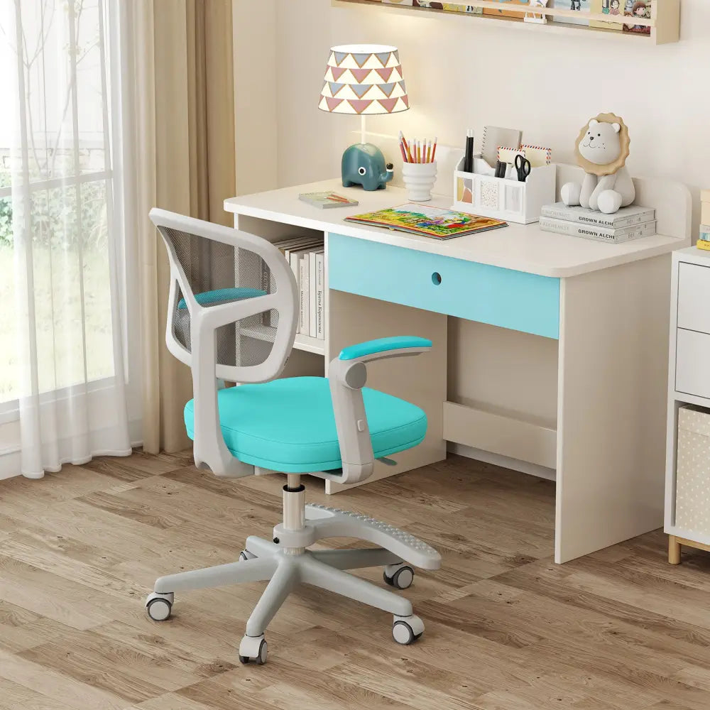 Kids Desk Chair Children Study Chair with Adjustable Height Armrest and Footrest-Green - Green - Kids Chairs & Seating