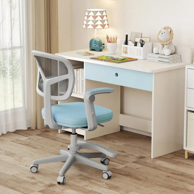 Kids Desk Chair Children Study Chair with Adjustable Height Armrest and Footrest-Blue - Blue - Kids Chairs & Seating