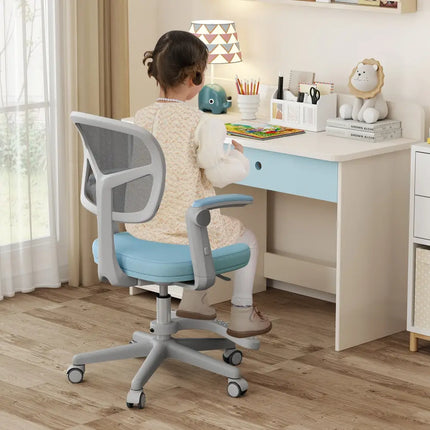 Kids Desk Chair Children Study Chair with Adjustable Height Armrest and Footrest-Blue - Blue - Kids Chairs & Seating