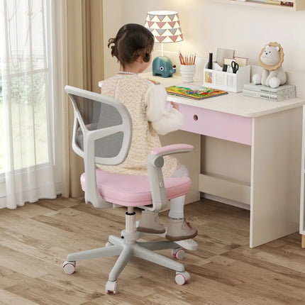 Kids Desk Chair Children Study Chair with Adjustable Height Armrest and Footrest-Pink - Pink - Kids Chairs & Seating