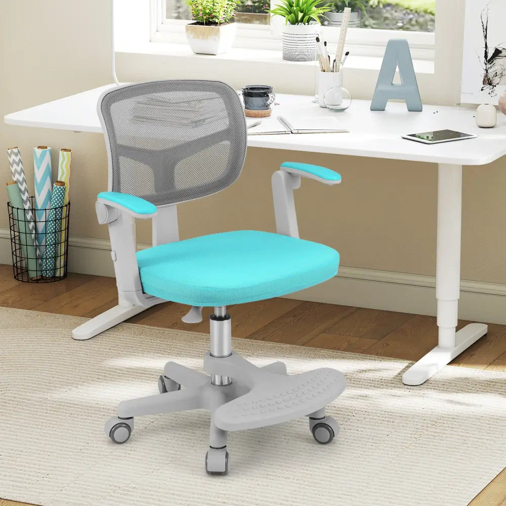 Kids Desk Chair Children Study Chair with Adjustable Height Armrest and Footrest-Green - Green - Kids Chairs & Seating