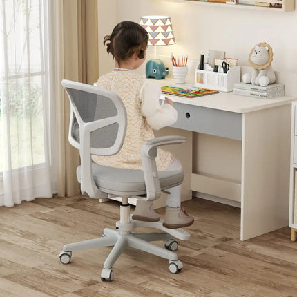 Kids Desk Chair Children Study Chair with Adjustable Height Armrest and Footrest-Grey - Gray - Kids Chairs & Seating